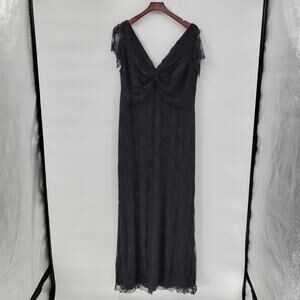 Watters & Watters Lace Formal Dress Womens 18 Black Bridal Whimsical Witchy Gown
